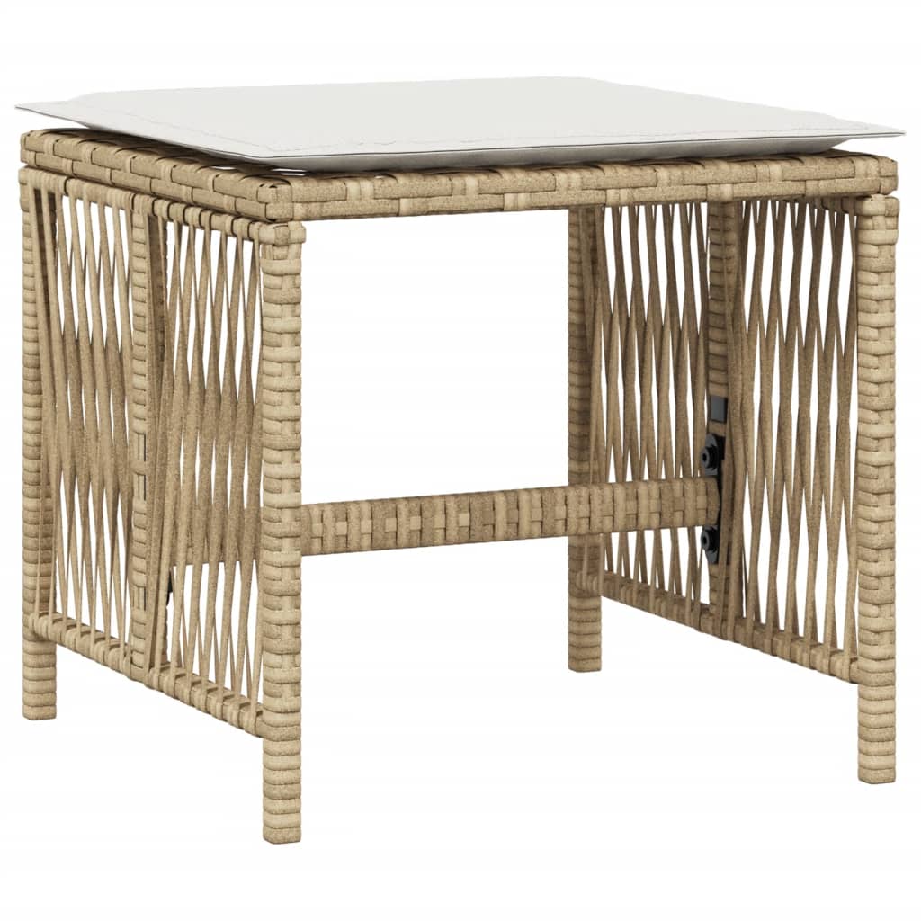 vidaXL Sgabelli Giardino con Cuscini 4pz Beige 41x41x36cm Polyrattan