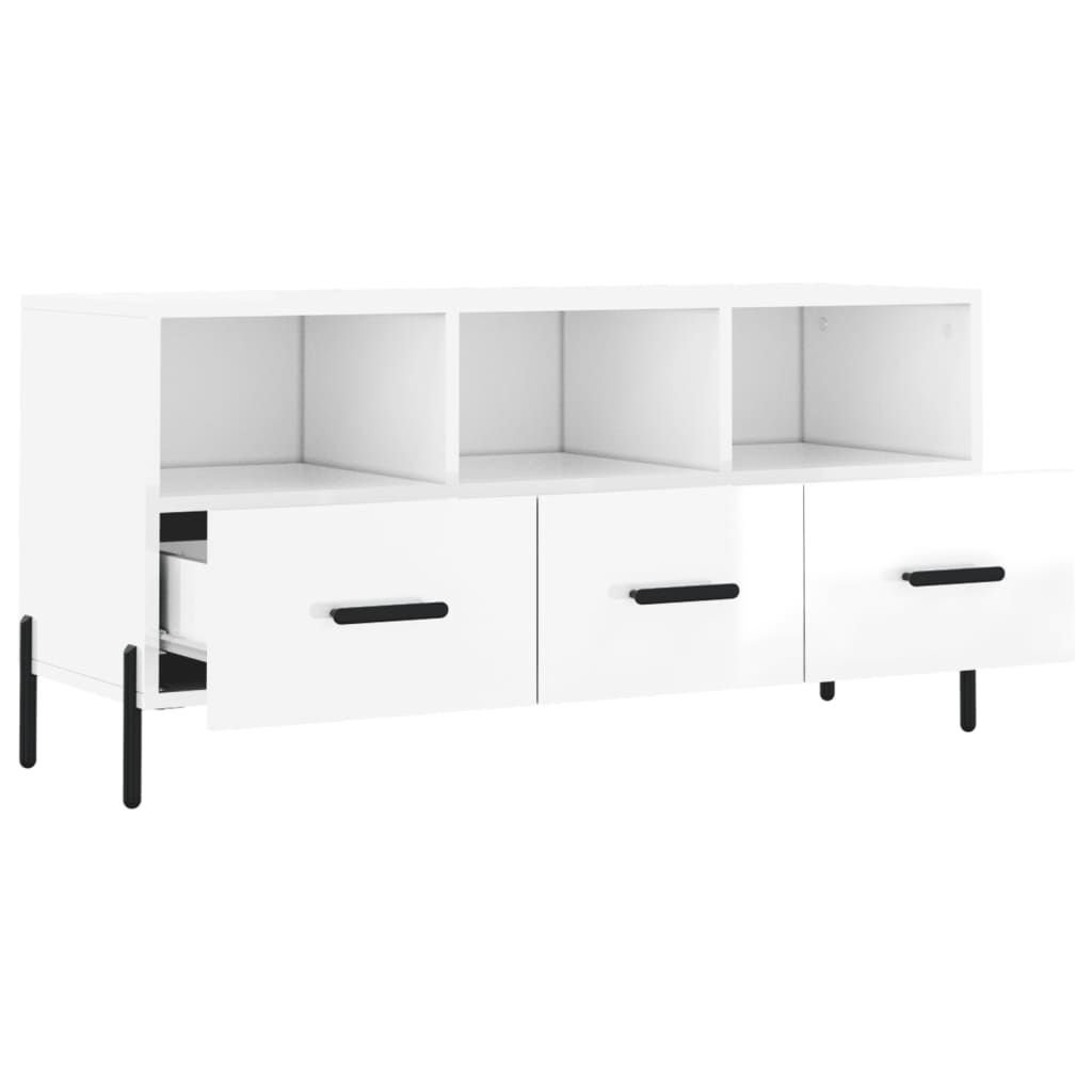 vidaXL Mobile Porta TV Bianco Lucido 102x36x50 cm in Legno Multistrato