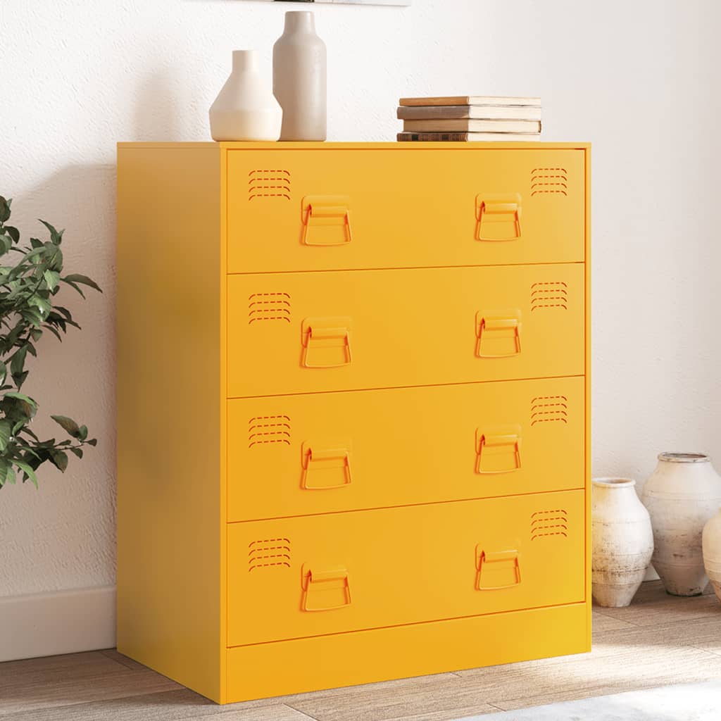 vidaXL Credenza Giallo Senape 67x39x83 cm in Acciaio