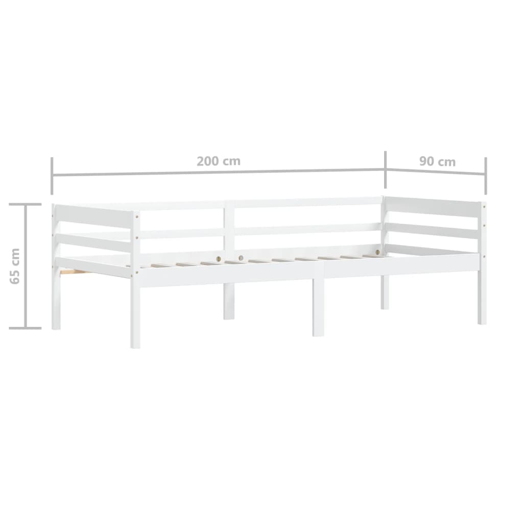 vidaXL Giroletto Bianco in Legno Massello di Pino 90x200 cm