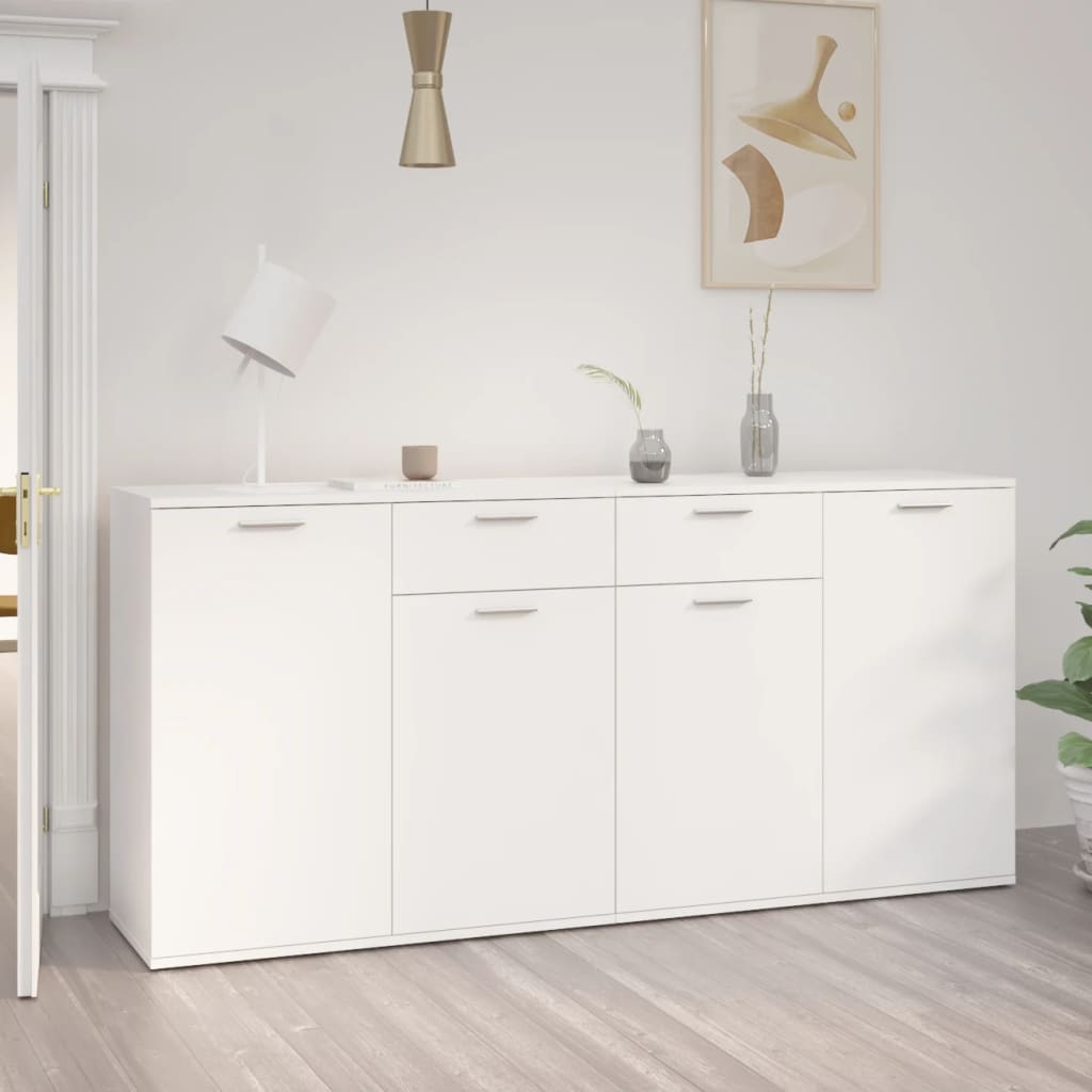 vidaXL Credenza Bianca 160x36x75 cm in Legno Multistrato