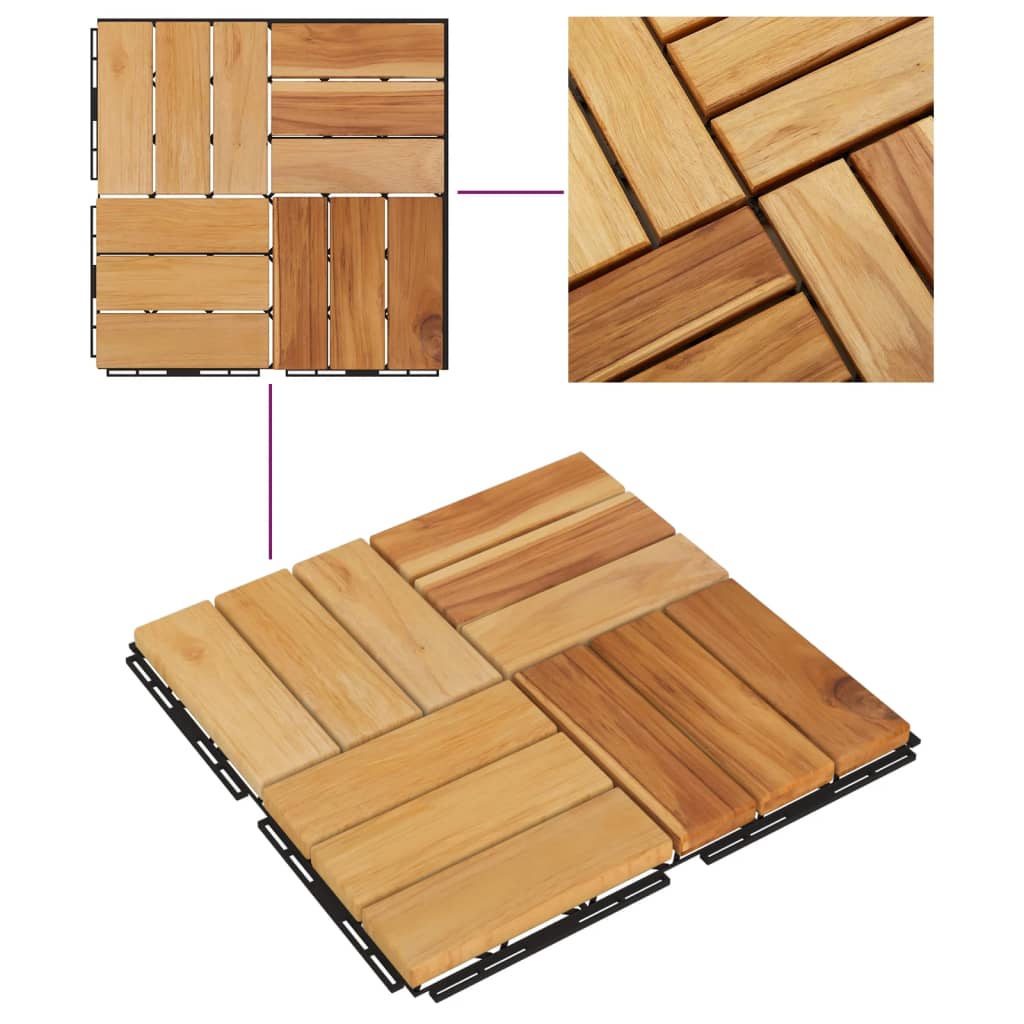 vidaXL Piastrelle per Esterni 20pz 30x30 cm Legno Massello di Teak