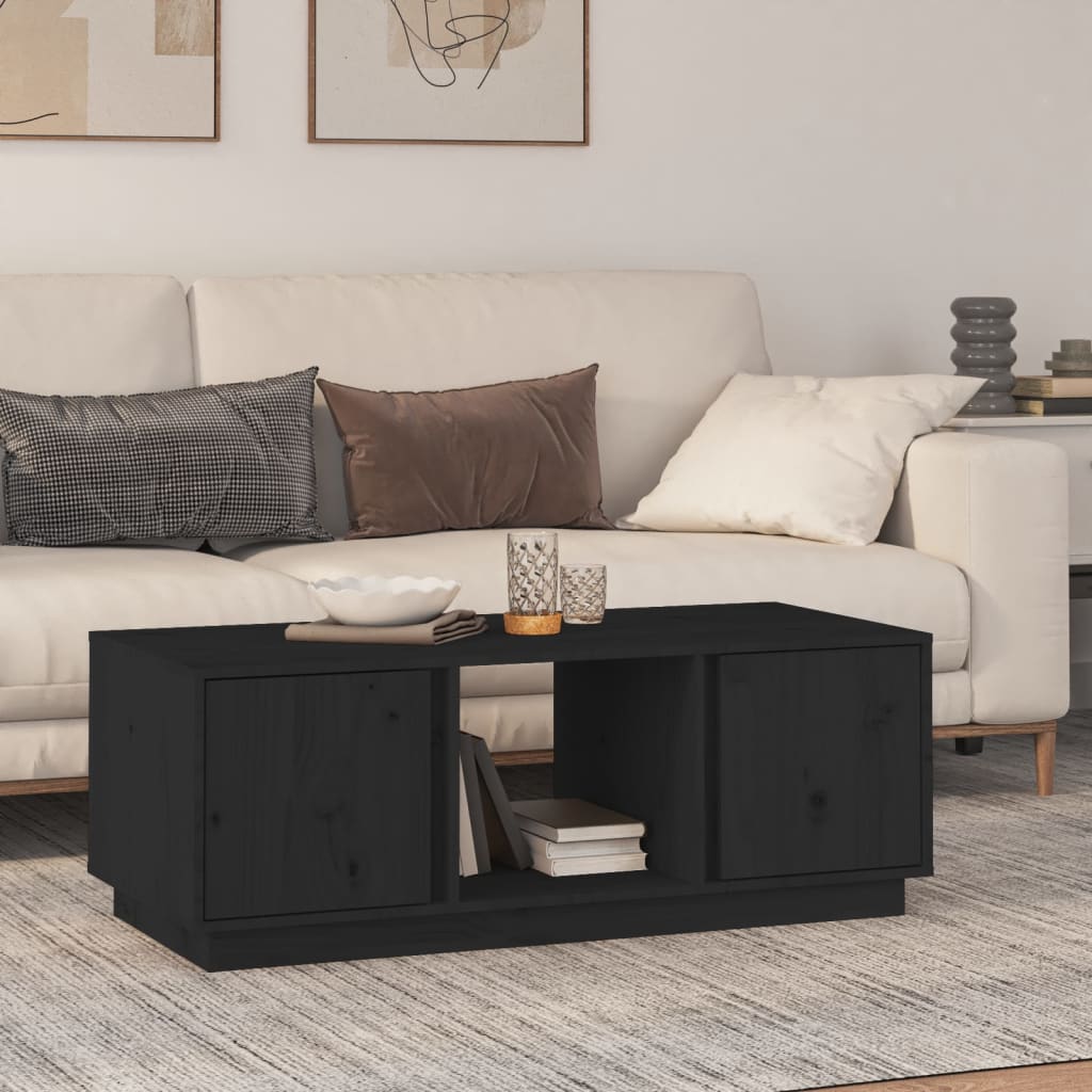 vidaXL Tavolino da Salotto Nero 110x50x40 cm Legno Massello di Pino