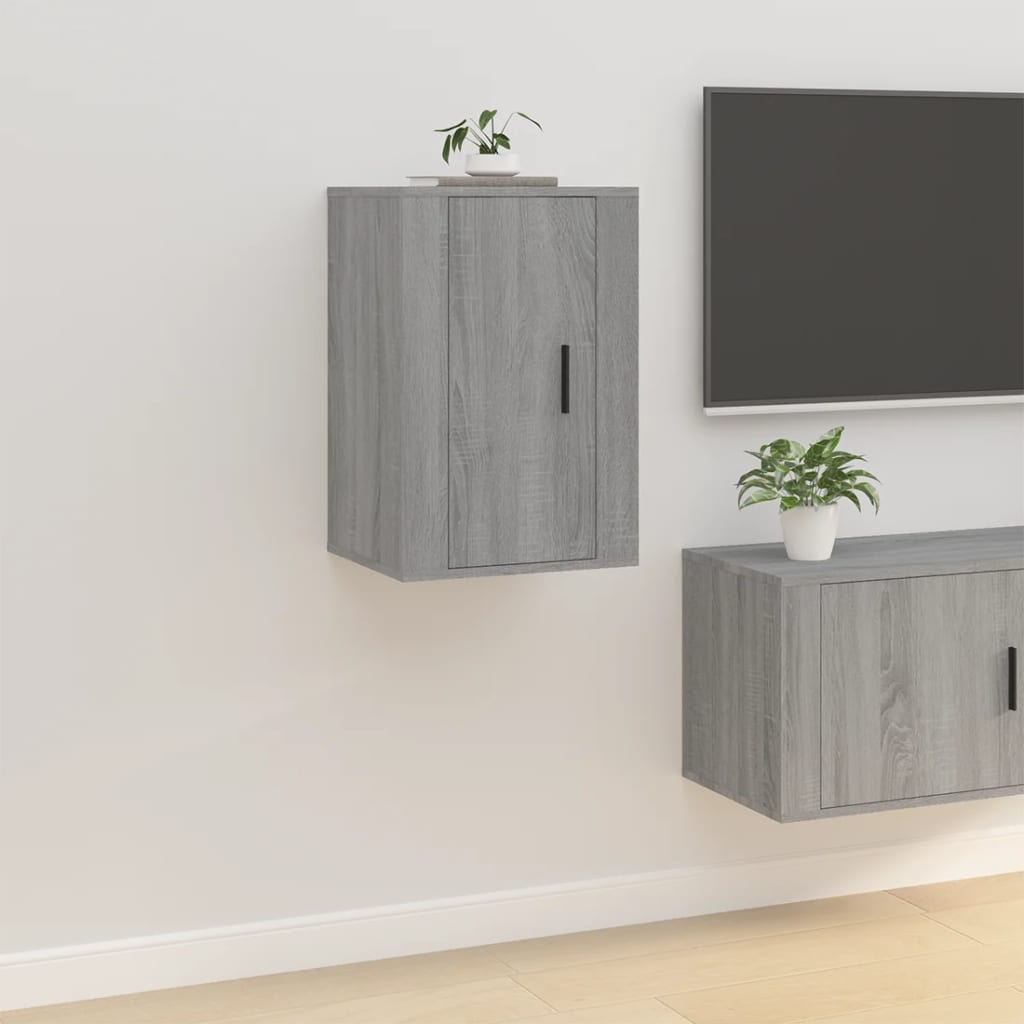 vidaXL Mobili Porta TV a Parete 2 pz Grigio Sonoma 40x34,5x60 cm