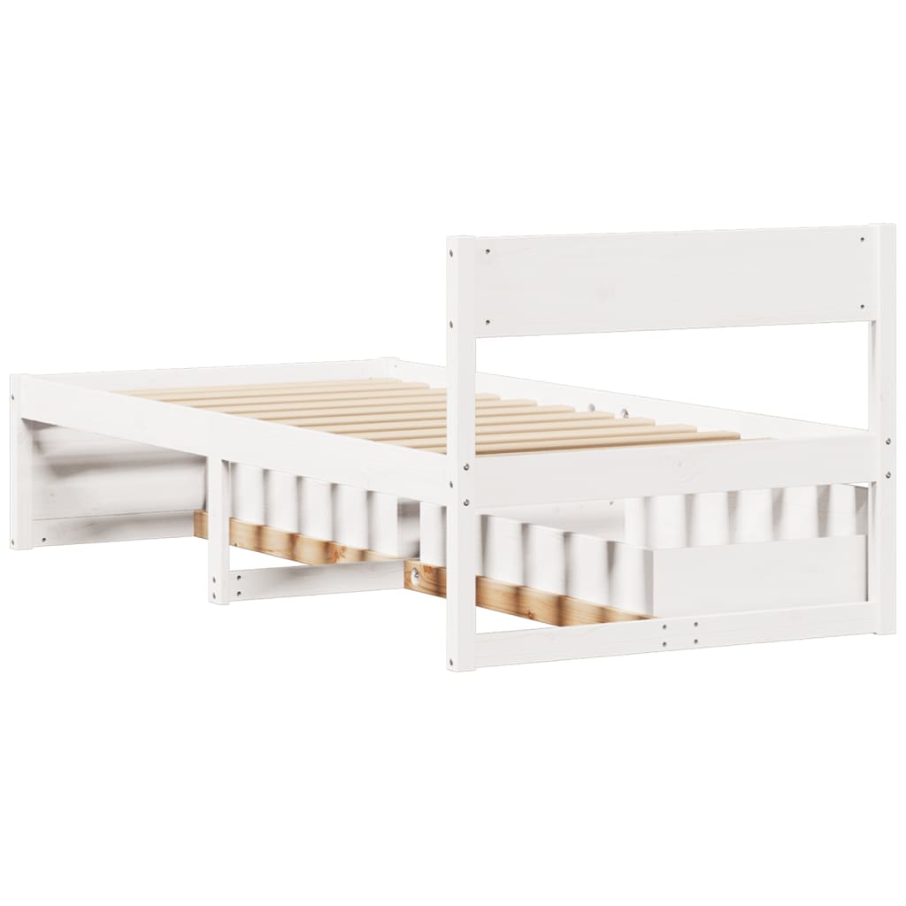 vidaXL Letto senza Materasso Bianco 75x190 in Legno Massello di Pino