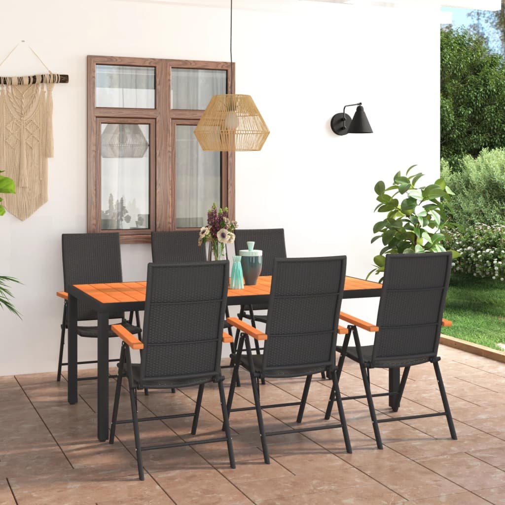 vidaXL Set da Pranzo da Giardino 7 pz Nero e Marrone