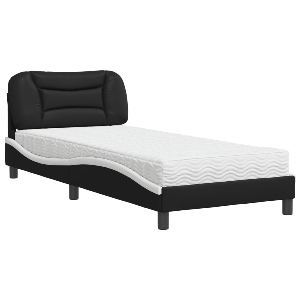 vidaXL Letto con Materasso Nero e Bianco 80x200 cm in Similpelle