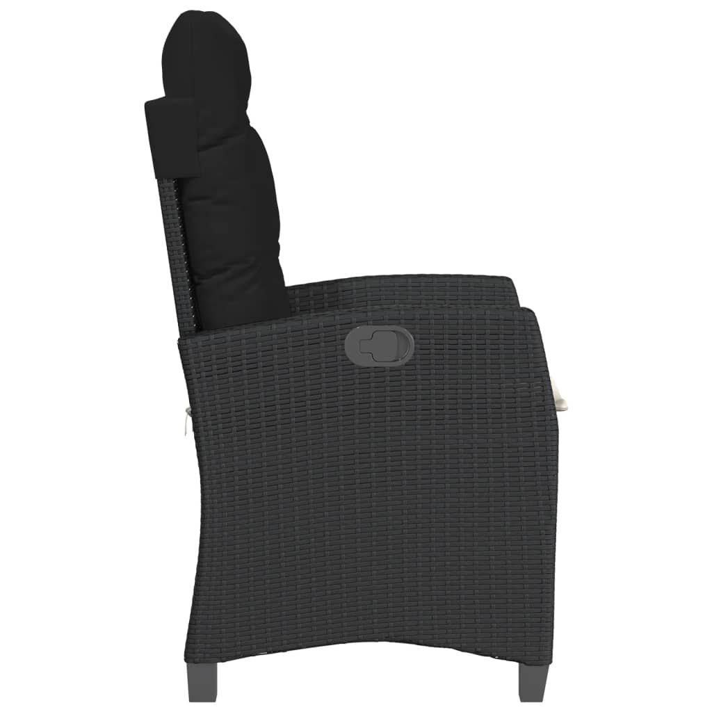 vidaXL Sedie Reclinabili da Giardino 2 pz con Cuscini Nero Polyrattan