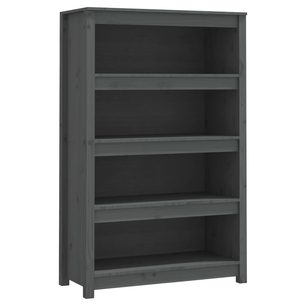 vidaXL Libreria Grigia 80x35x126 cm in Legno Massello di Pino