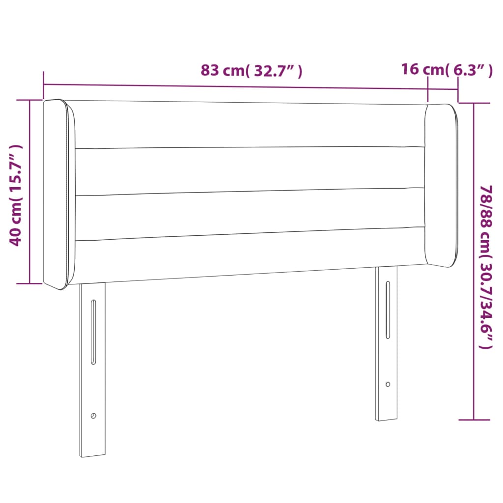 vidaXL Testiera ad Orecchio Tortora 83x16x78/88 cm in Tessuto