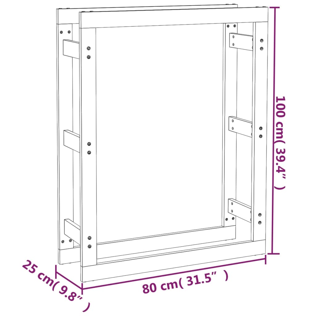 vidaXL Portalegna 80x25x100 cm in Legno Massello di Pino