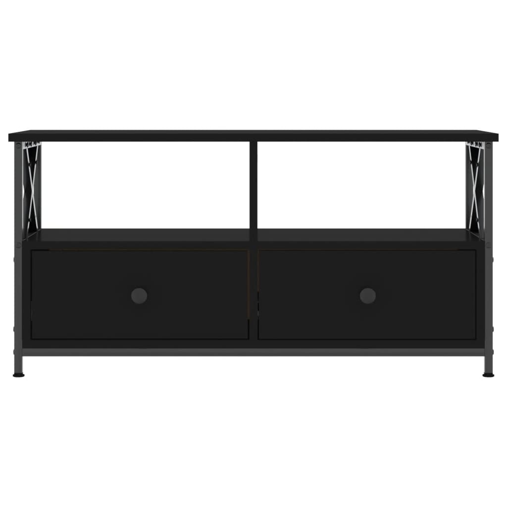 vidaXL Mobile Porta TV Nero 90x33x45 cm in Legno Multistrato e Ferro