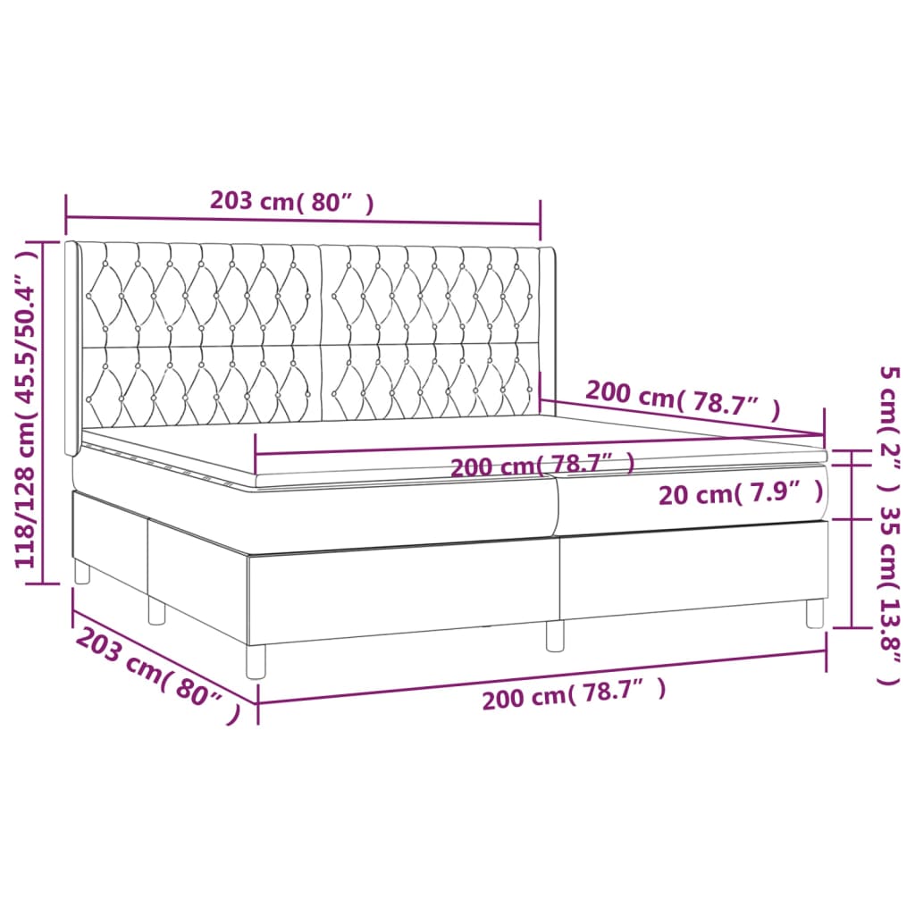 vidaXL Letto a Molle con Materasso e LED Verde Scuro 200x200cm Velluto