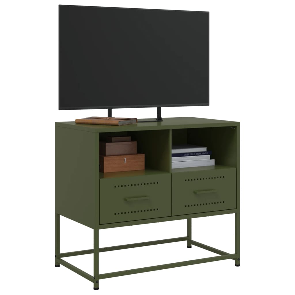 vidaXL Mobile TV Verde Oliva 68x39x60,5 cm in Acciaio