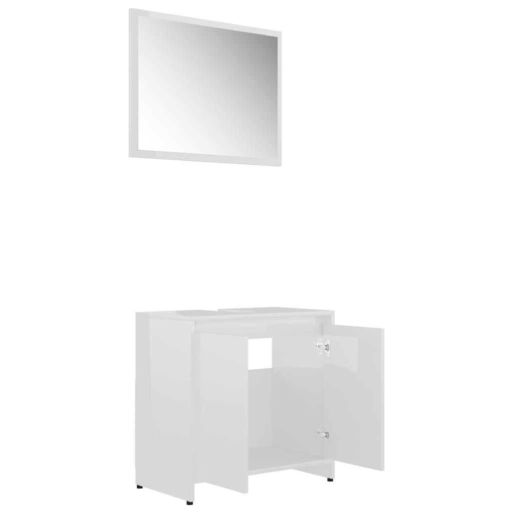 vidaXL Set Mobili da Bagno 3 pz Bianco Lucido in Truciolato