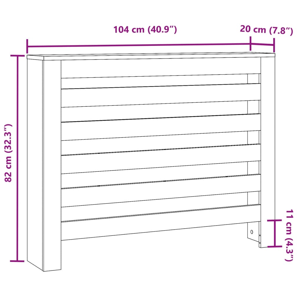 vidaXL Copertura Termosifone Grigio Cemento 104x20x82cm in Multistrato