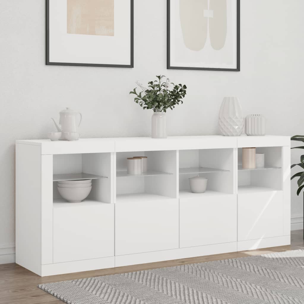 vidaXL Credenza con Luci LED Bianca 163x37x67 cm