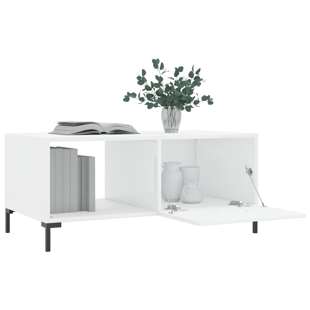 vidaXL Tavolino da Salotto Bianco Lucido 90x50x40 cm Legno Multistrato