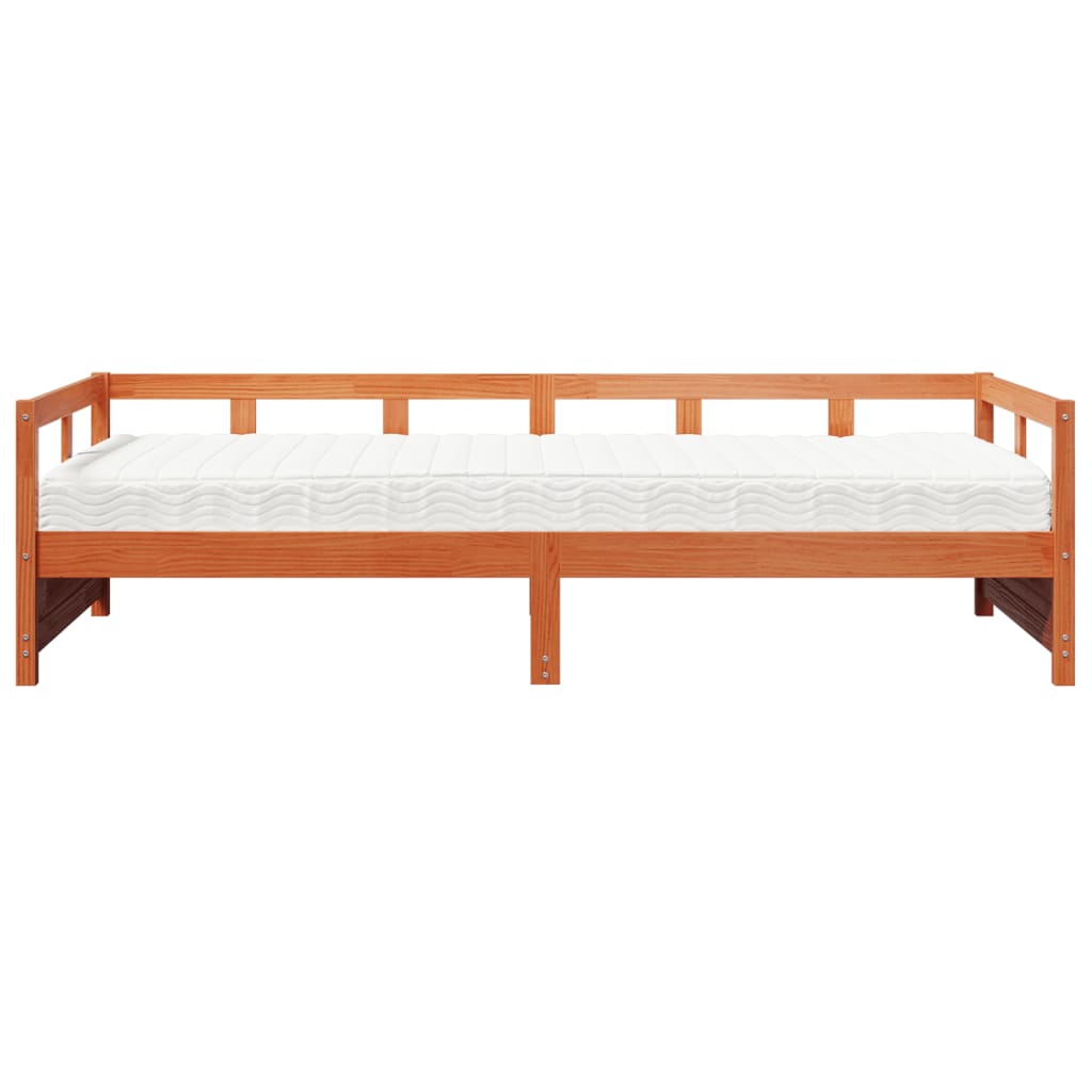 vidaXL Dormeuse con Materasso Marrone 90x190 cm Legno Massello di Pino