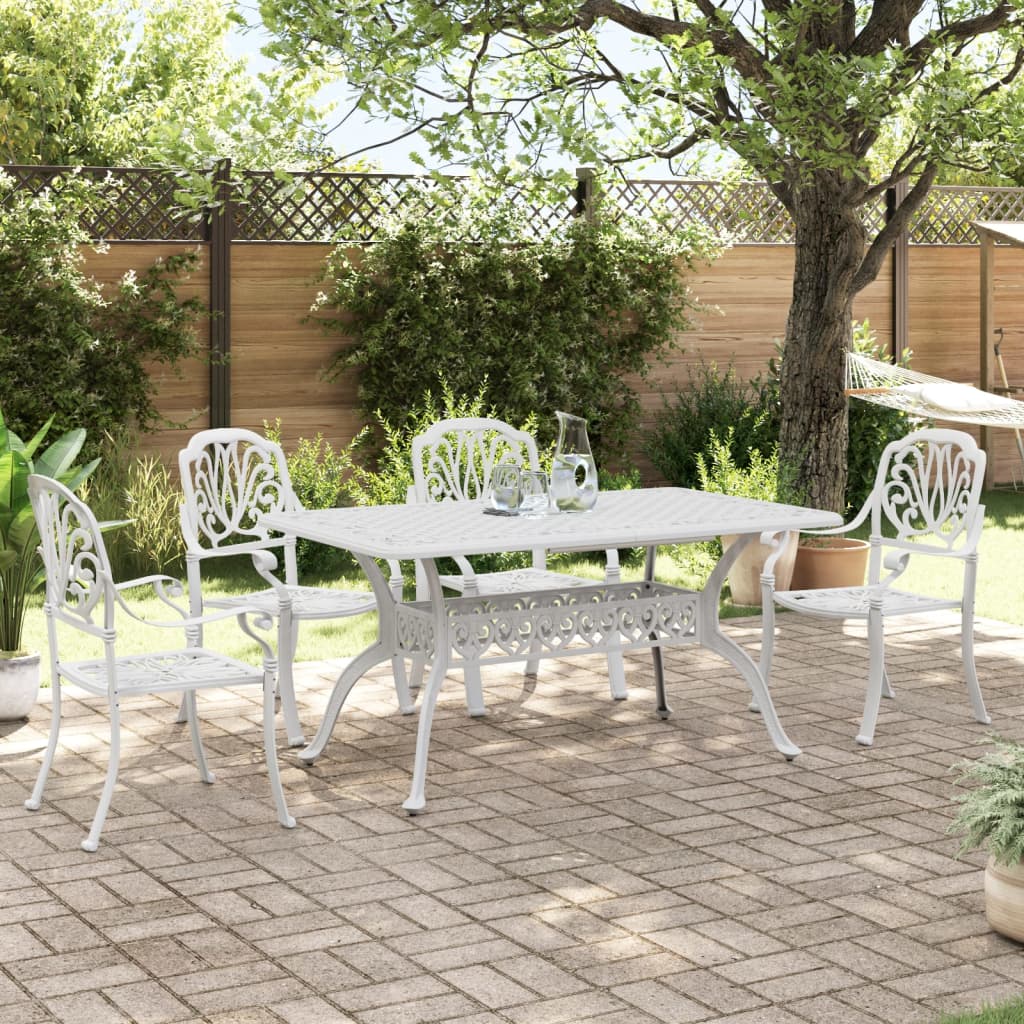 vidaXL Set da Pranzo da Giardino 5 pz Bianco in Alluminio Pressofuso