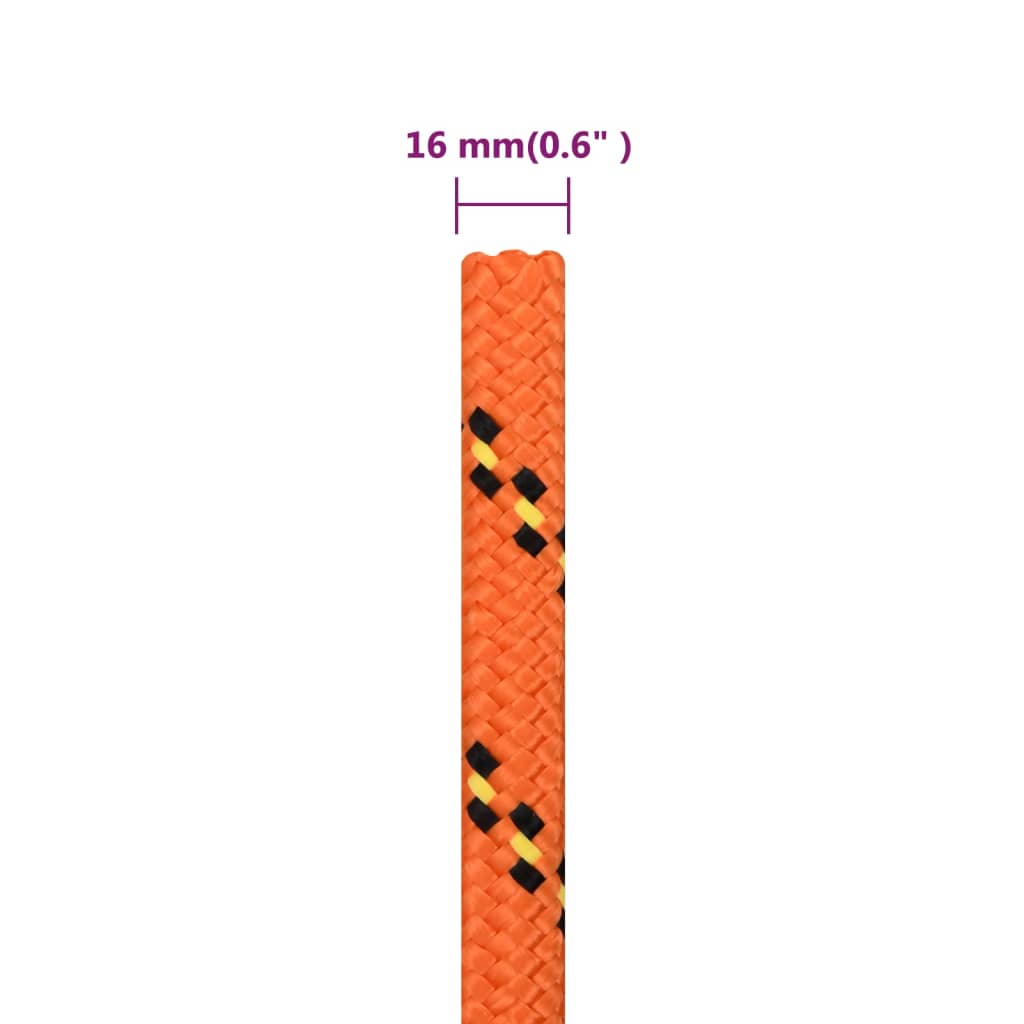 vidaXL Corda per barca Arancione 16 mm 100 m in Polipropilene