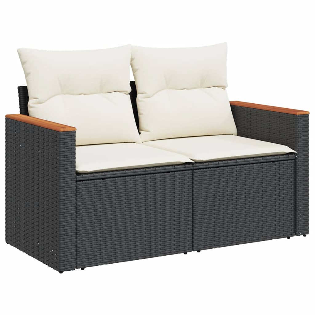 vidaXL Set Divani da Giardino con Cuscini 7pz Nero Polyrattan