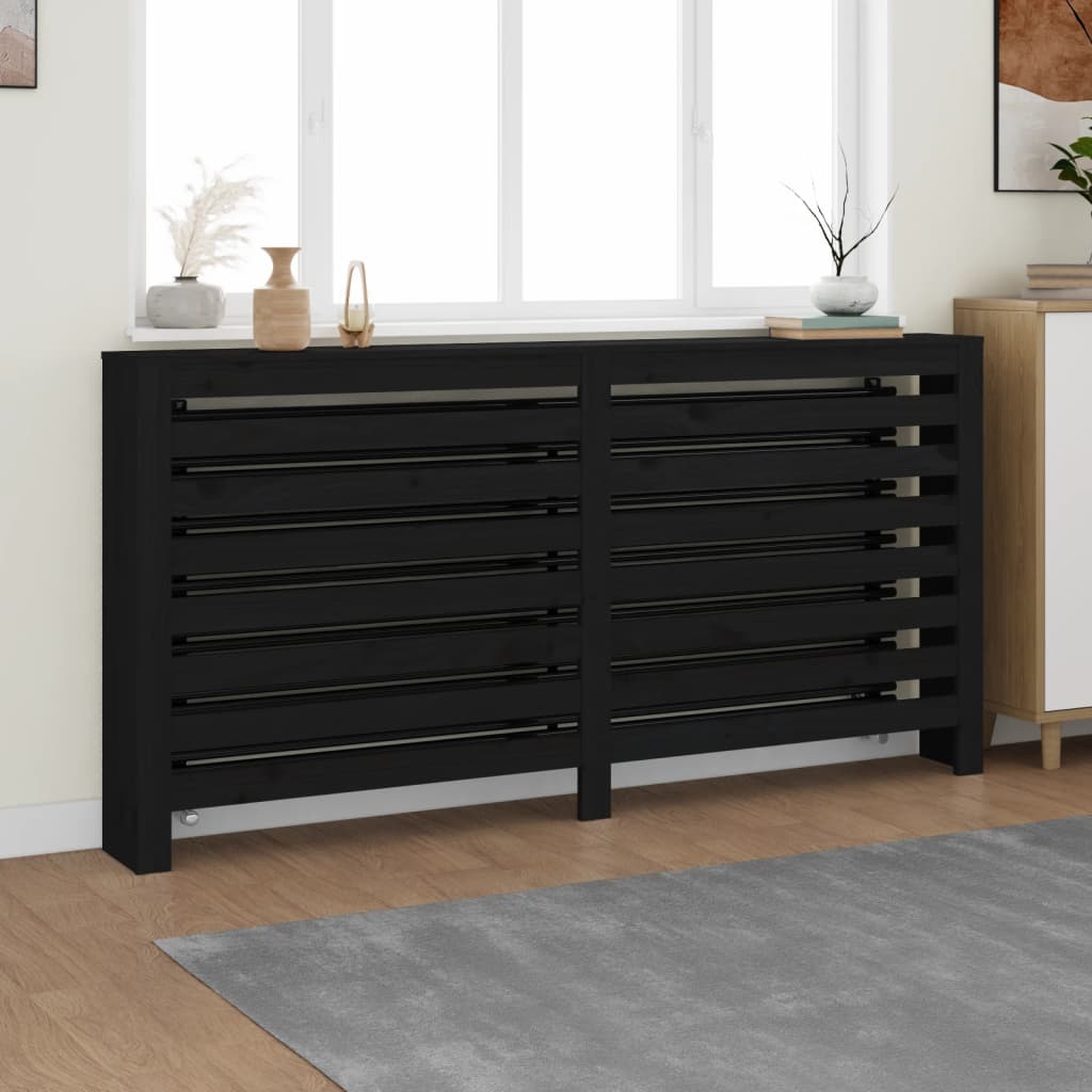 vidaXL Copertura Termosifone Nera 169x19x84 cm Legno Massello di Pino