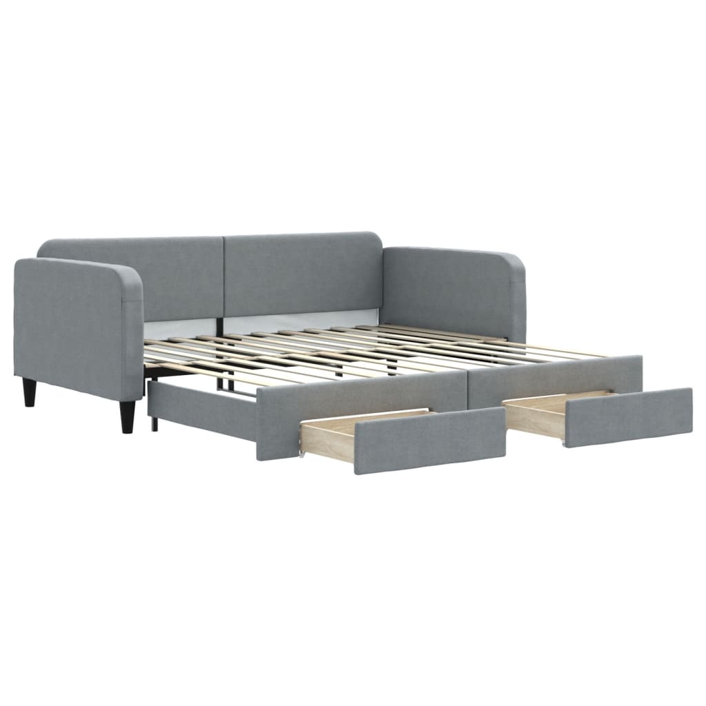 vidaXL Divano Letto Estraibile Cassetti Grigio Chiaro 100x200 Tessuto