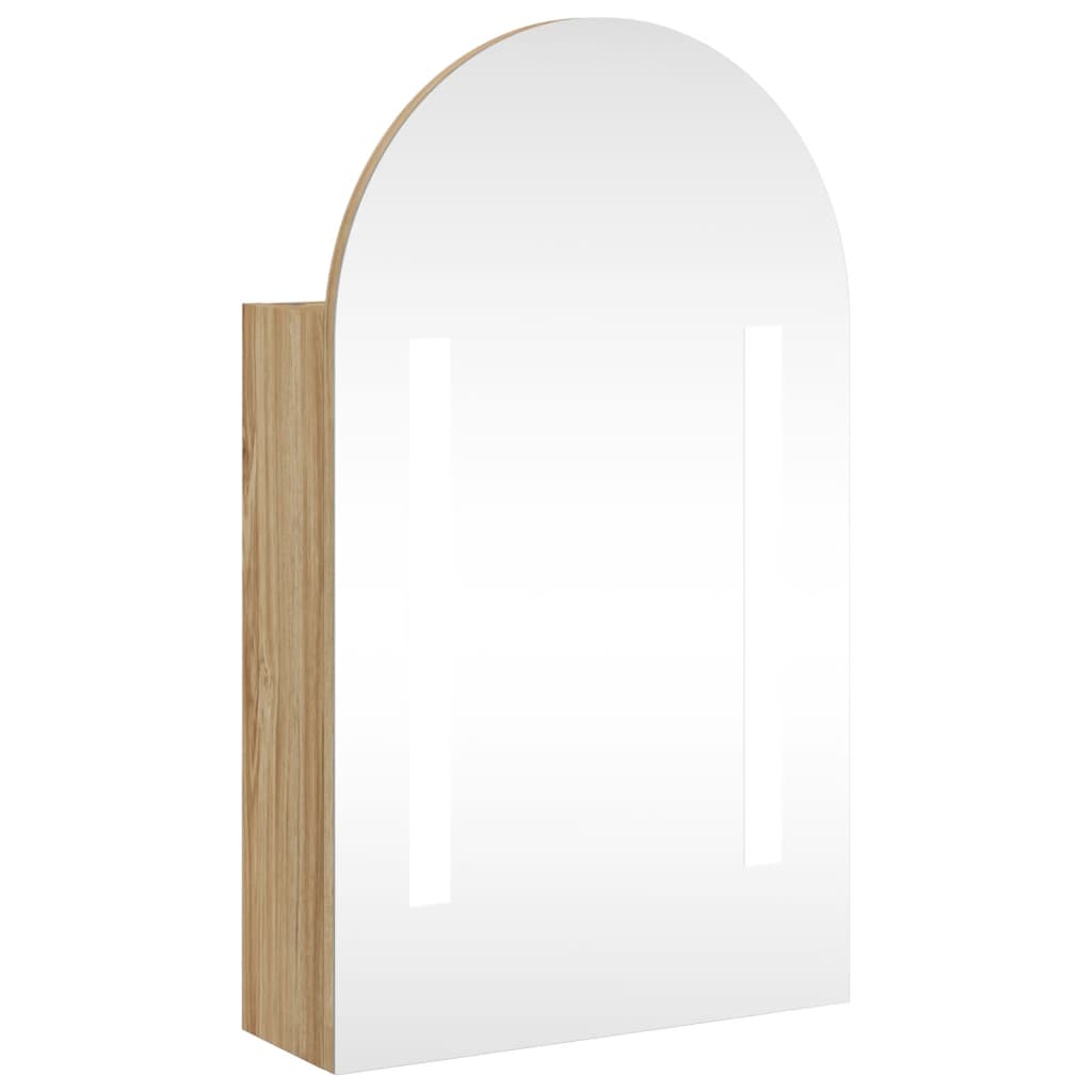 vidaXL Armadietto Bagno con Specchio e LED ad Arco Rovere 42x13x70 cm