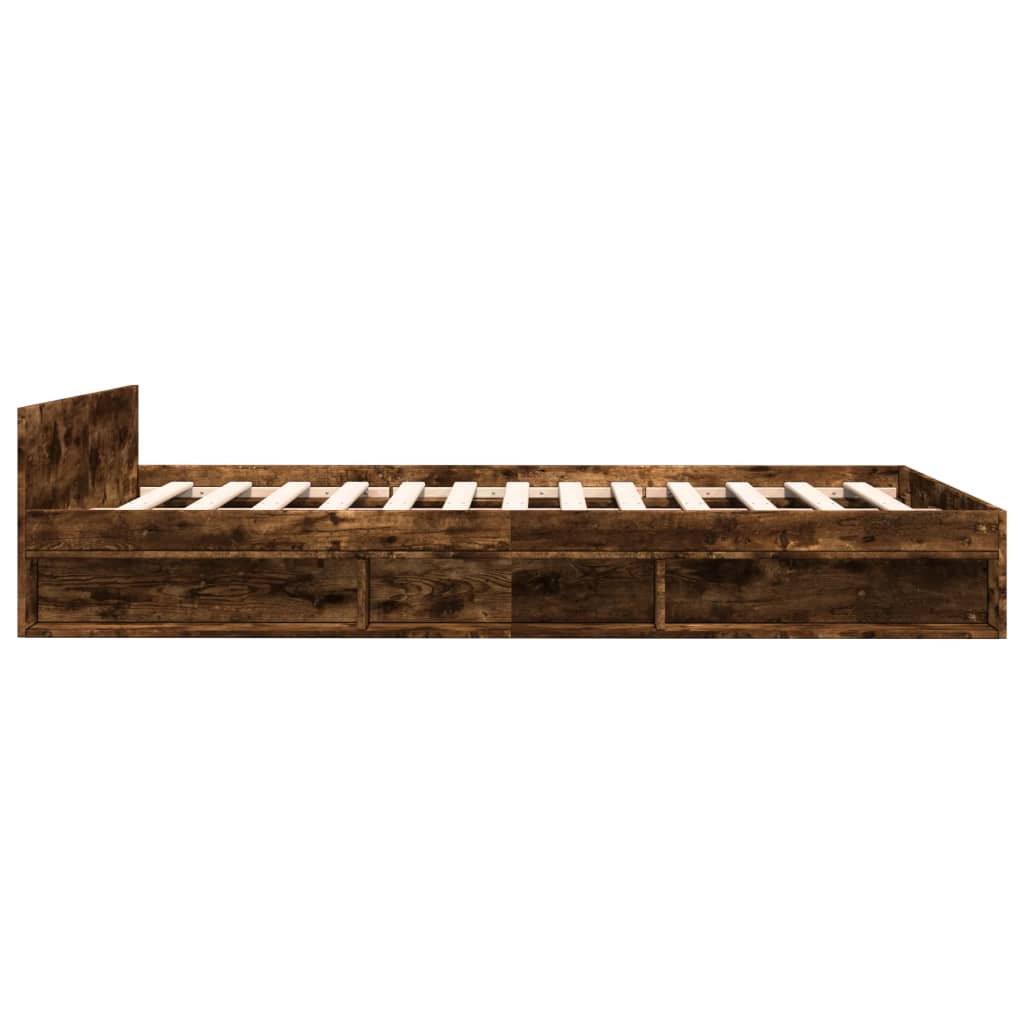 vidaXL Giroletto con Cassetti Rovere Fumo 140x190 cm Legno Multistrato