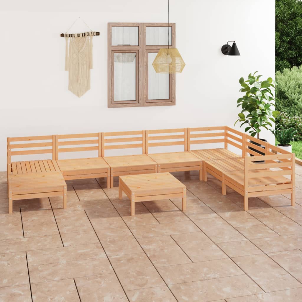 vidaXL Set Salotto da Giardino 9 pz in Legno Massello di Pino