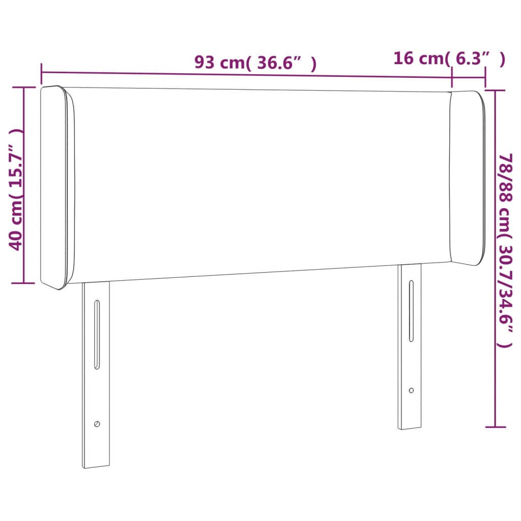 vidaXL Testiera ad Orecchio Nera 93x16x78/88 cm in Similpelle