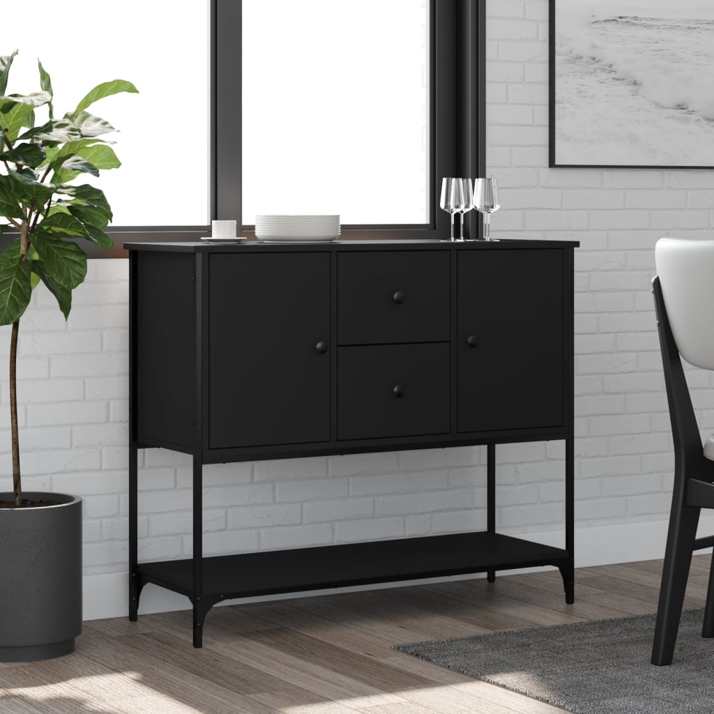 vidaXL Credenza Nera 100x36x85 cm in Legno Multistrato