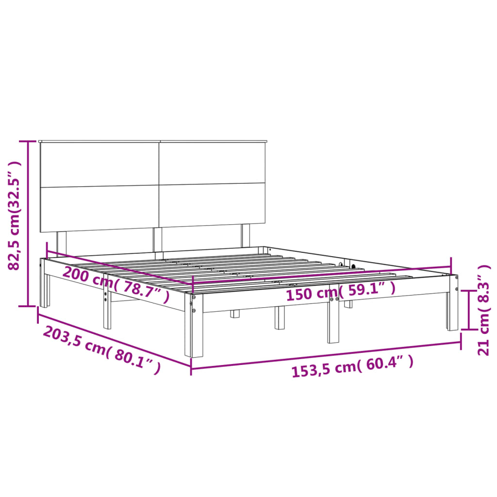 vidaXL Giroletto con Testiera Bianco King Size in Legno Massello