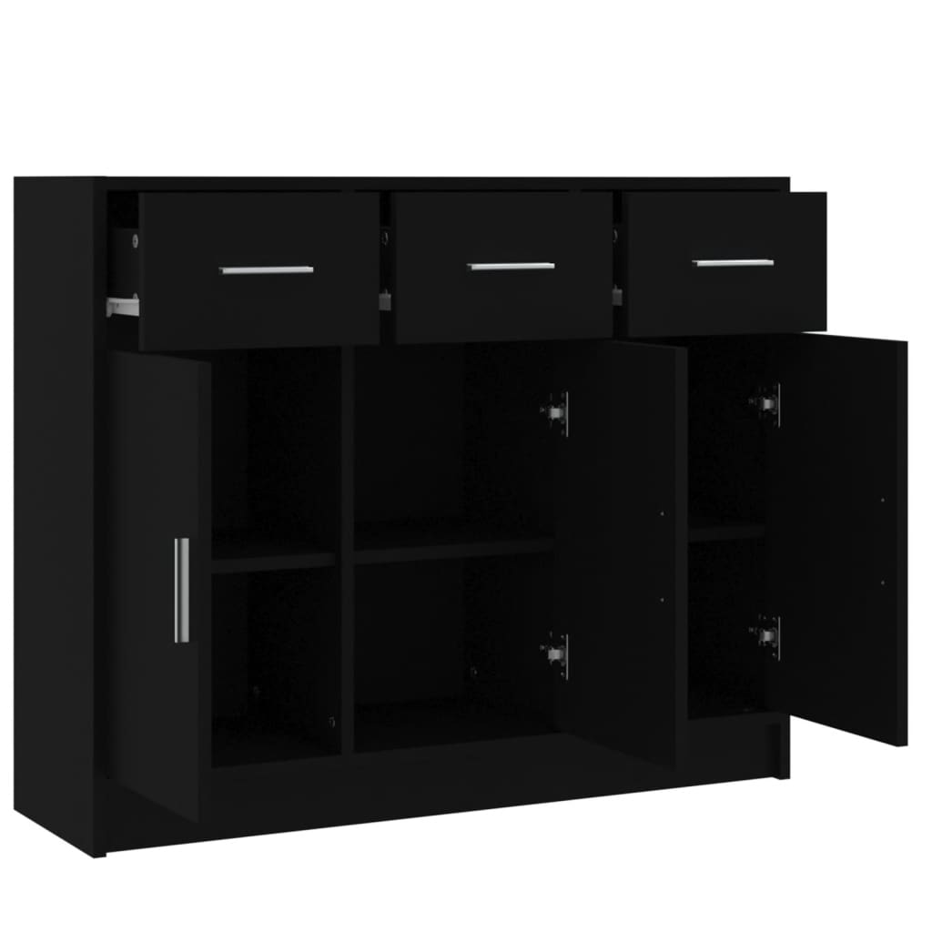 vidaXL Credenza Nera 91x28x75 cm in Legno Multistrato