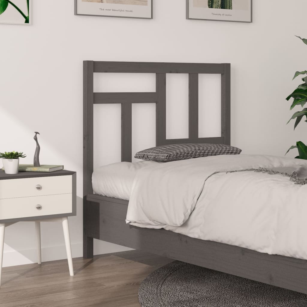 vidaXL Testiera per Letto Grigia 95,5x4x100 cm Legno Massello di Pino