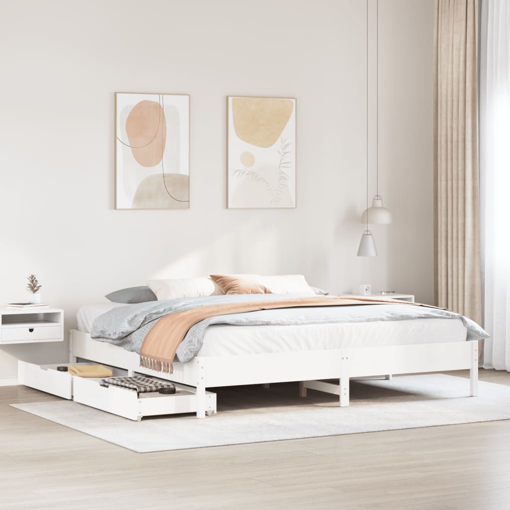 vidaXL Letto senza Materasso Bianco 180x200 cm Legno Massello di Pino