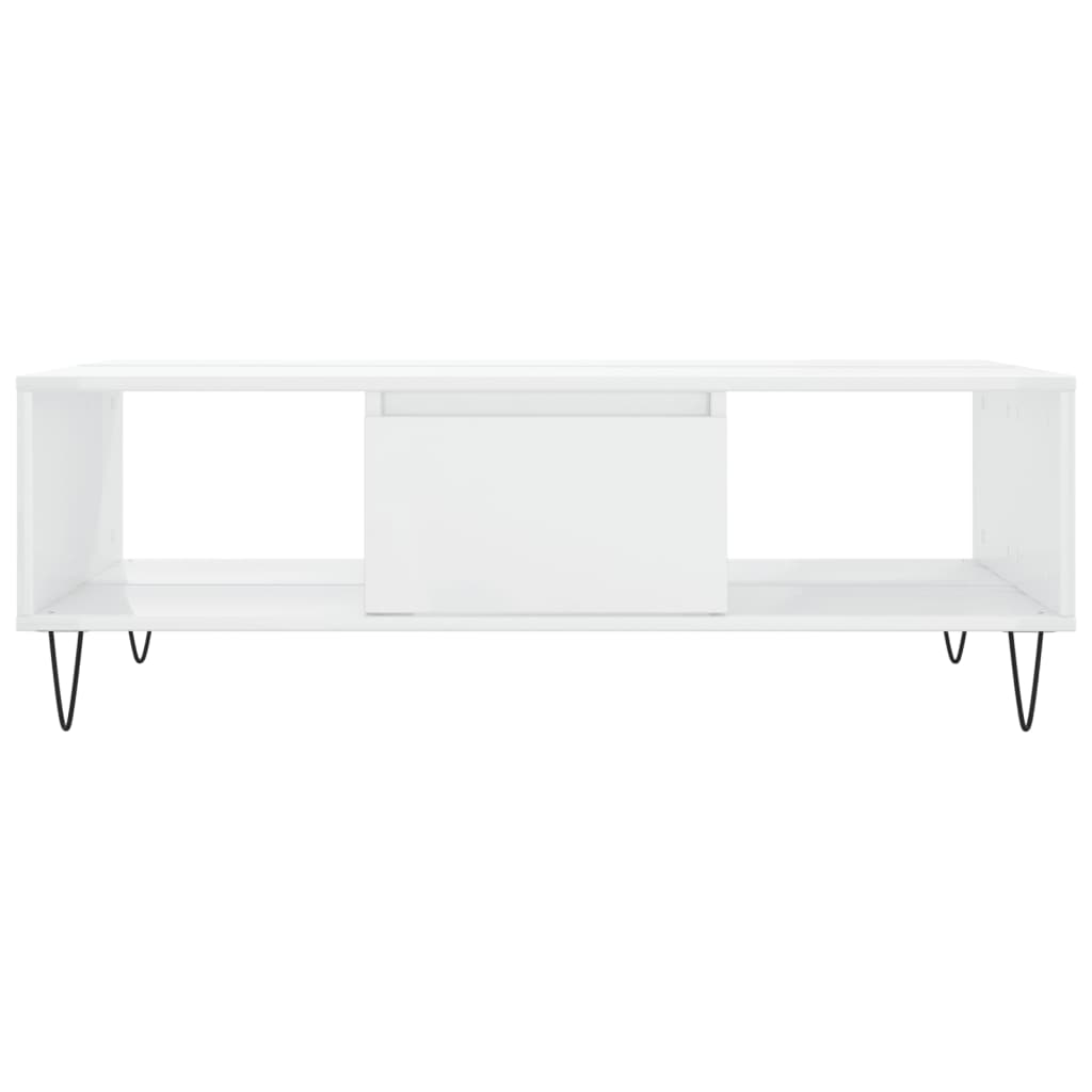 vidaXL Tavolino da Salotto Bianco Lucido 104x60x35cm Legno Multistrato