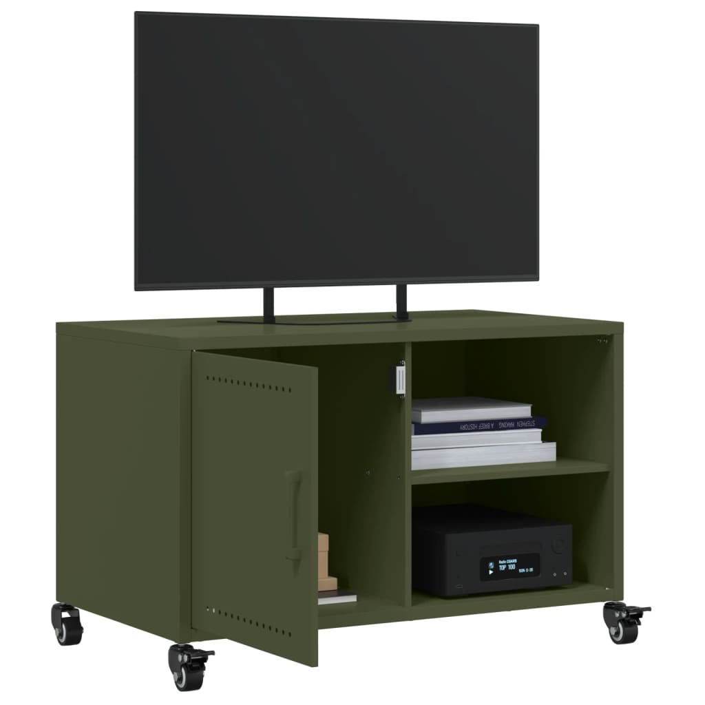 vidaXL Mobile TV Verde Oliva 68x39x43,5 cm in Acciaio