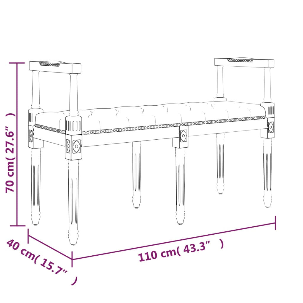 vidaXL Panca Grigio Chiaro 110x40x70 cm in Velluto