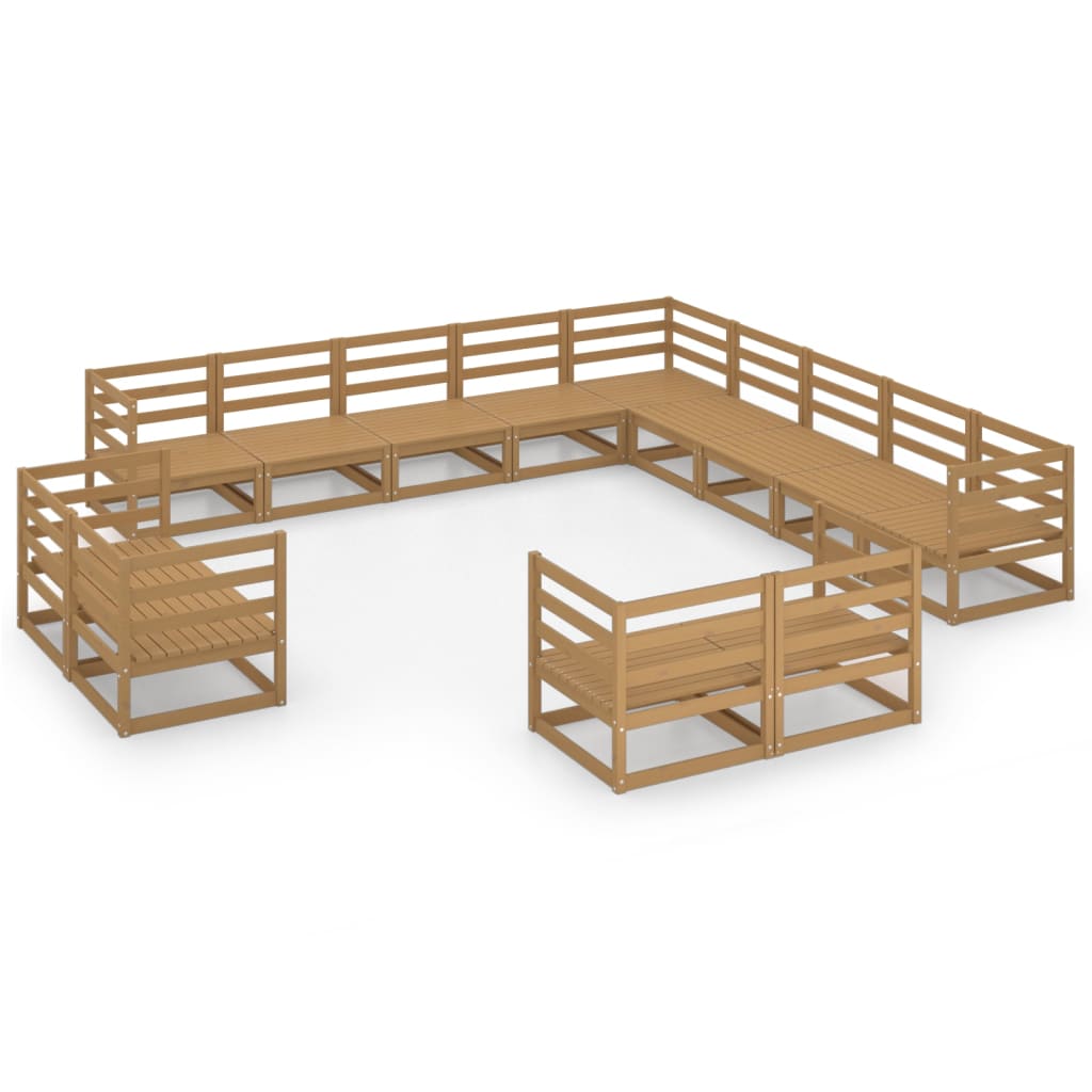 vidaXL Set Divani da Giardino 13 pz in Legno Massello di Pino