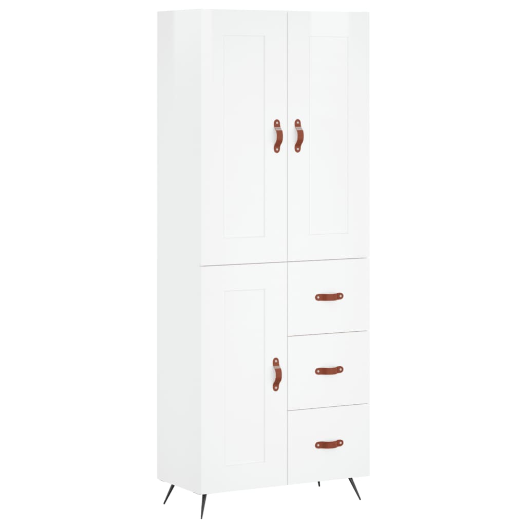 vidaXL Credenza Bianco Lucido 69,5x34x180 cm in Legno Multistrato