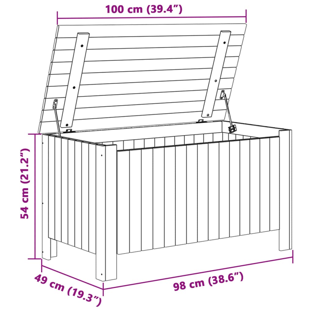 vidaXL Contenitore con Coperchio RANA Bianco 100x49x54cm Massello Pino