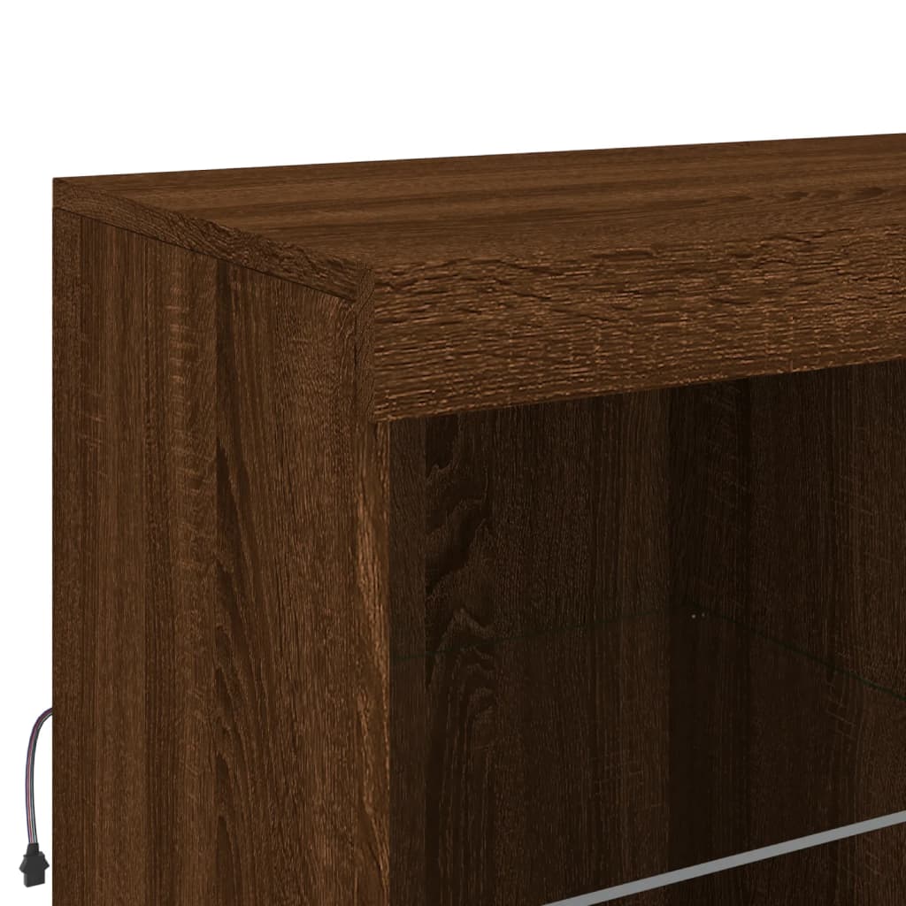 vidaXL Credenza con Luci LED Rovere Marrone 81x37x100 cm