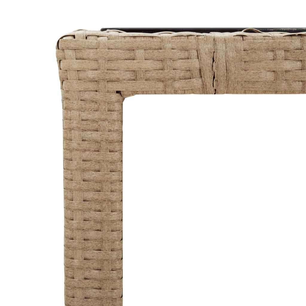 vidaXL Tavolo da Giardino Piano Vetro Beige Polyrattan Vetro Temperato