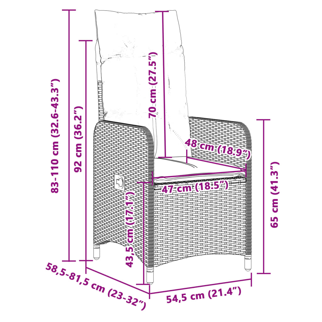 vidaXL Set Bistrò da Giardino 11 pz con Cuscini in Polyrattan Grigio