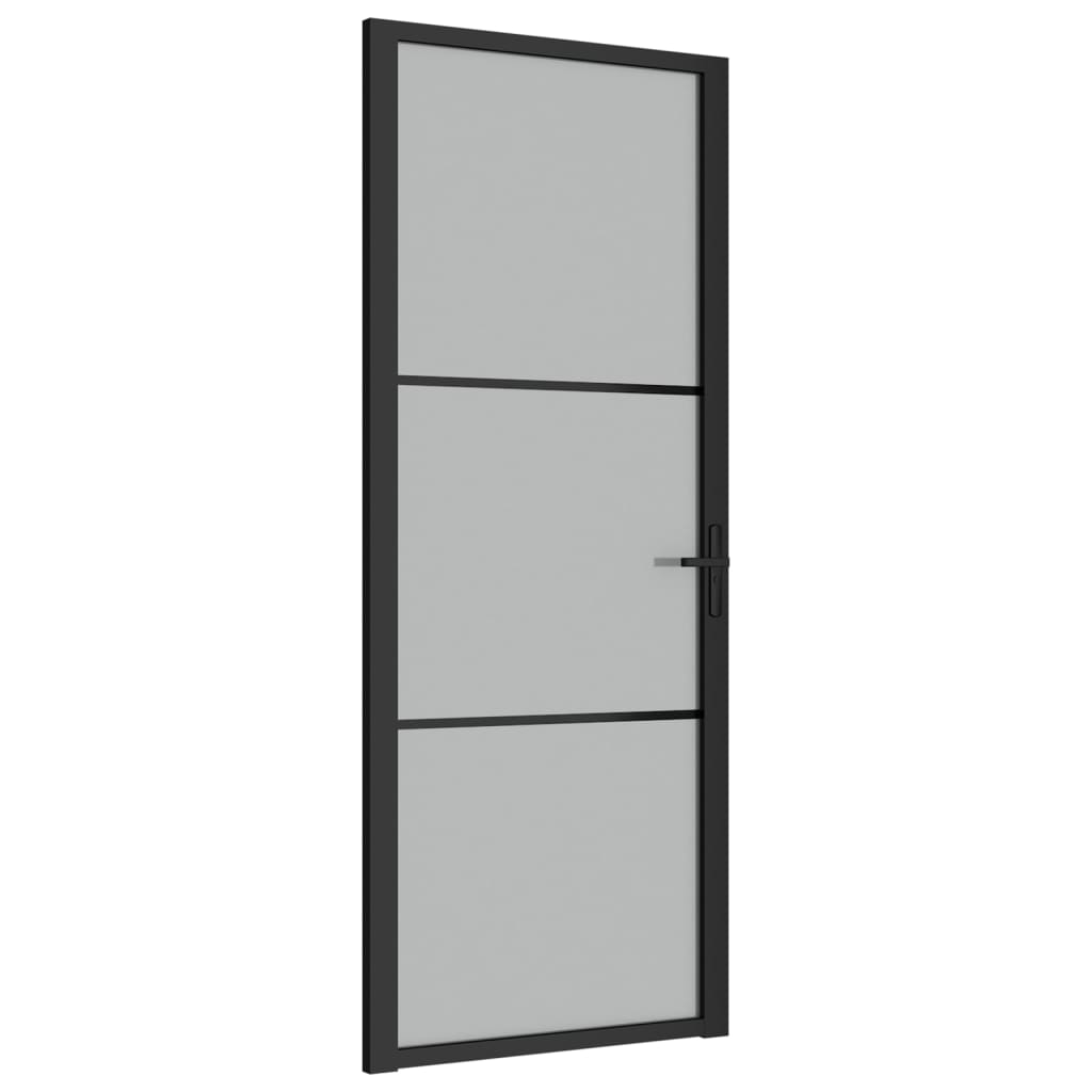 vidaXL Porta Interna 83x201,5 cm Nero Opaco Vetro e Alluminio