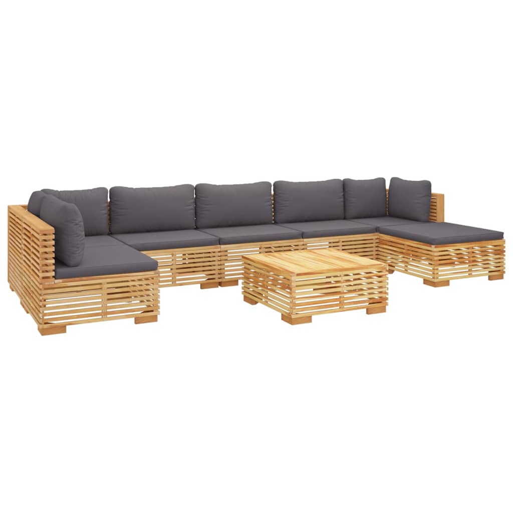 vidaXL Set Divani da Giardino 8 pz con Cuscini Legno Massello di Teak