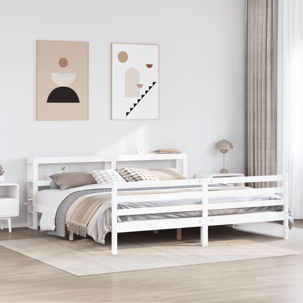 vidaXL Letto senza Materasso Bianco 180x200 cm Legno Massello di Pino