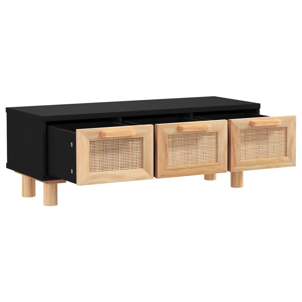 vidaXL Tavolino Nero 80x40x30 cm Legno Multistrato e Massello di Pino